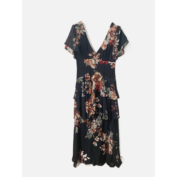 Lulus Dance under the stars in the Midnight Mood Navy Blue Floral Maxi Size M - Picture 5 of 11